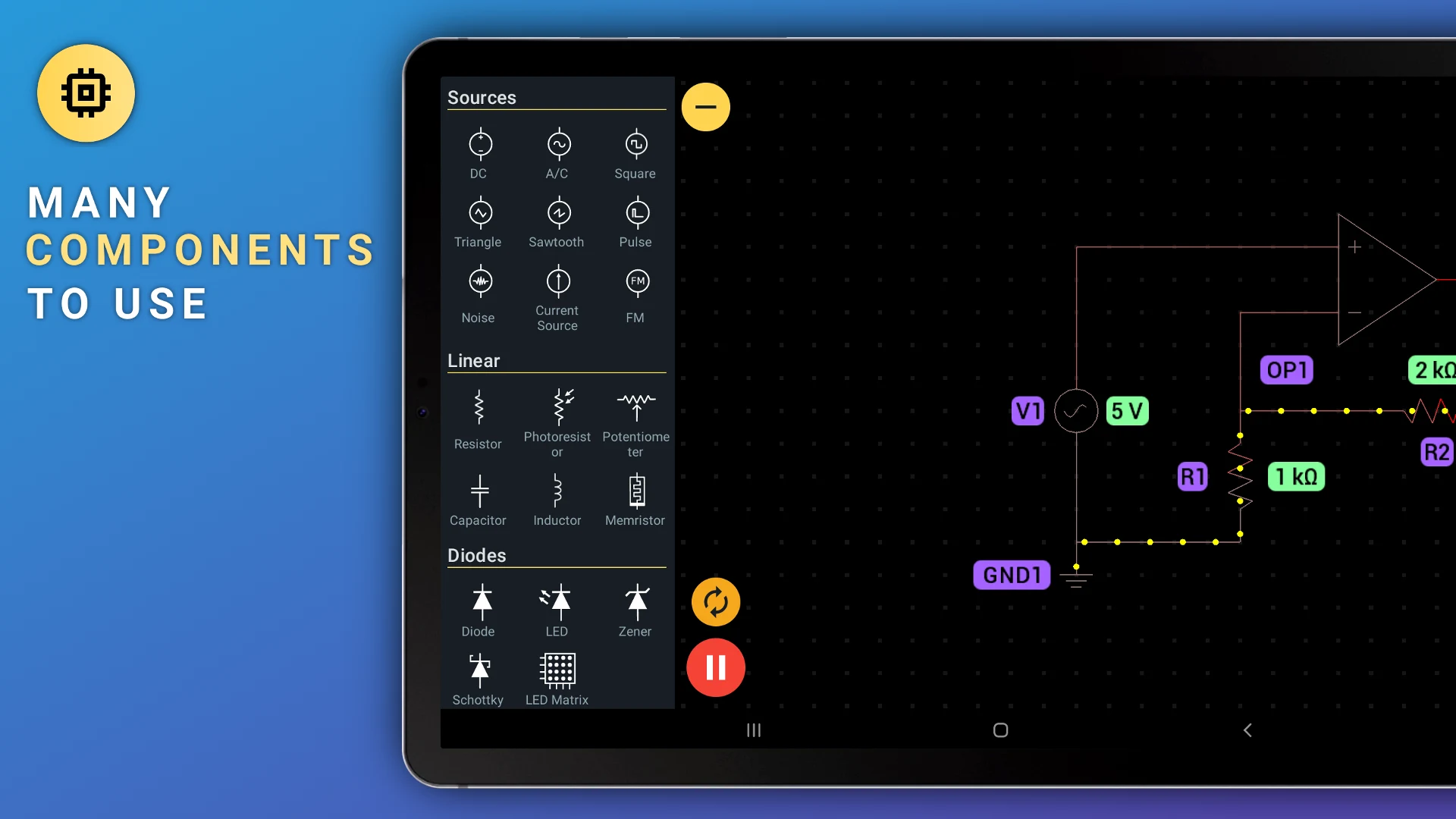 PROTO - circuit simulator screenshot