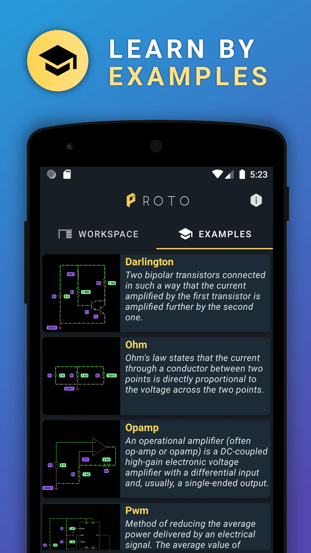 PROTO - circuit simulator screenshot
